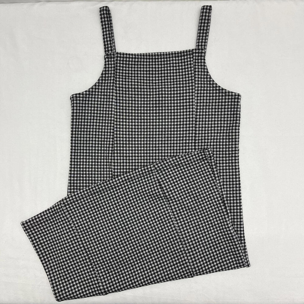 Kiabi black white gingham check high neck mini summer dress Sz XXS
